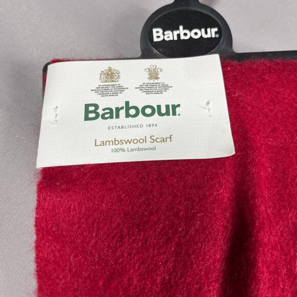 Barbour Red Lambswool Scarf New with tags & Hanger Great Luxury Gift Old Money - Picture 2 of 11